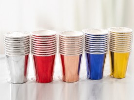 Pack vasos descartables metalizados 
